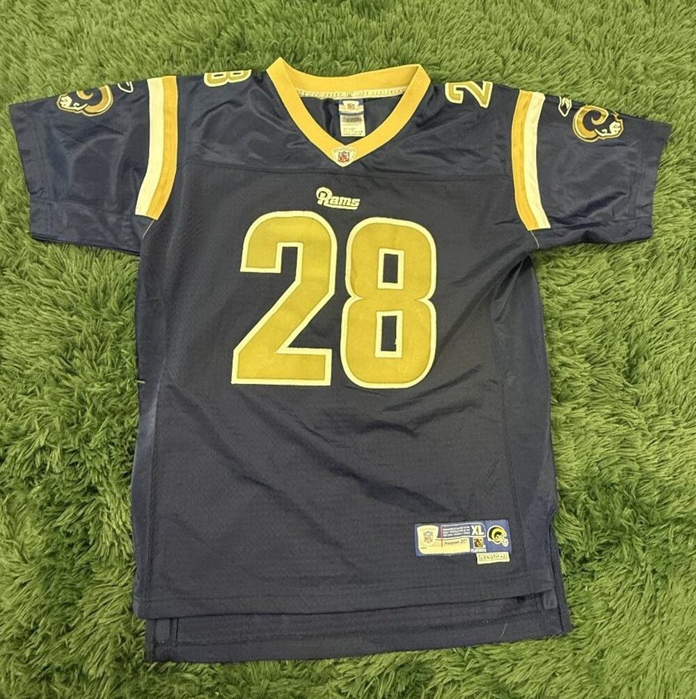 Reebok Marshall Faulk St. Louis Rams NFL Jersey #28 Youth XL (18-20) Navy Blue